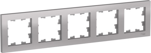 Рамка универсальная Systeme Electric AtlasDesign 5-м. алюминий картинка